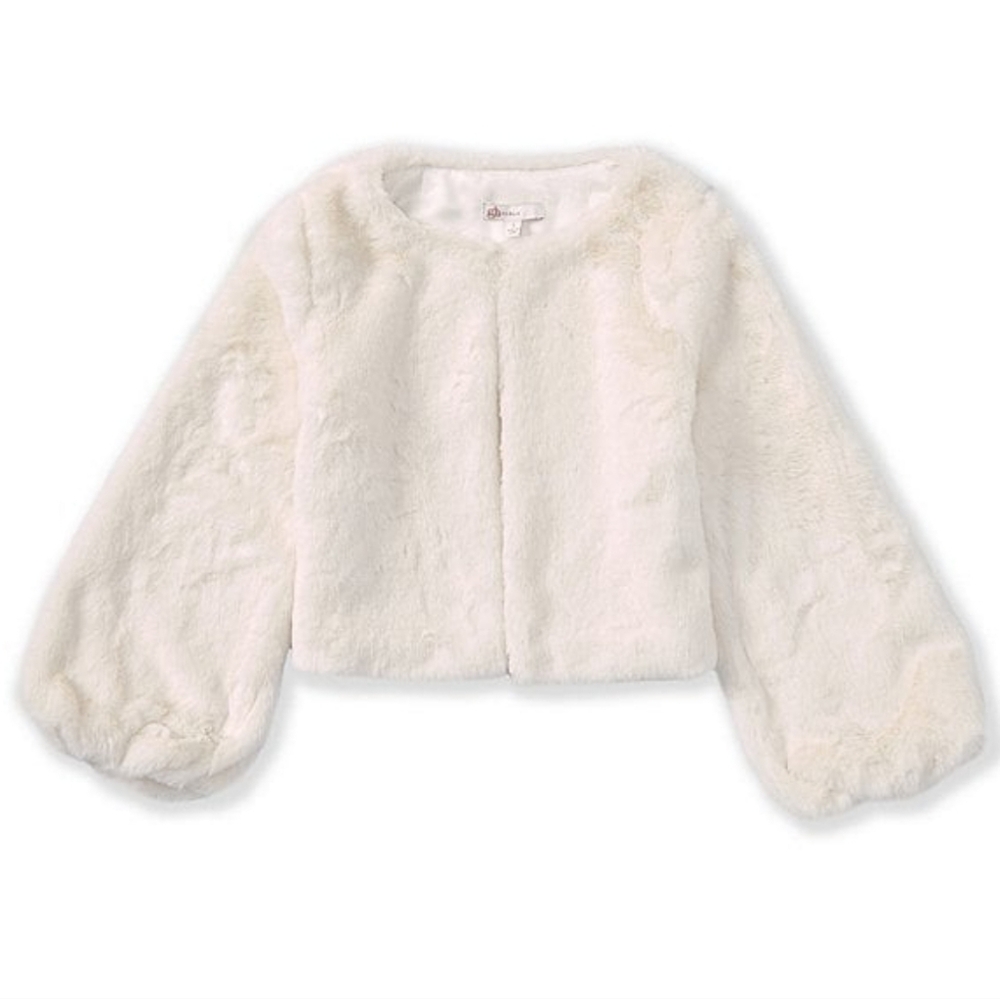 GB Girls Faux Fur Ivory Short Jacket SZ. Large